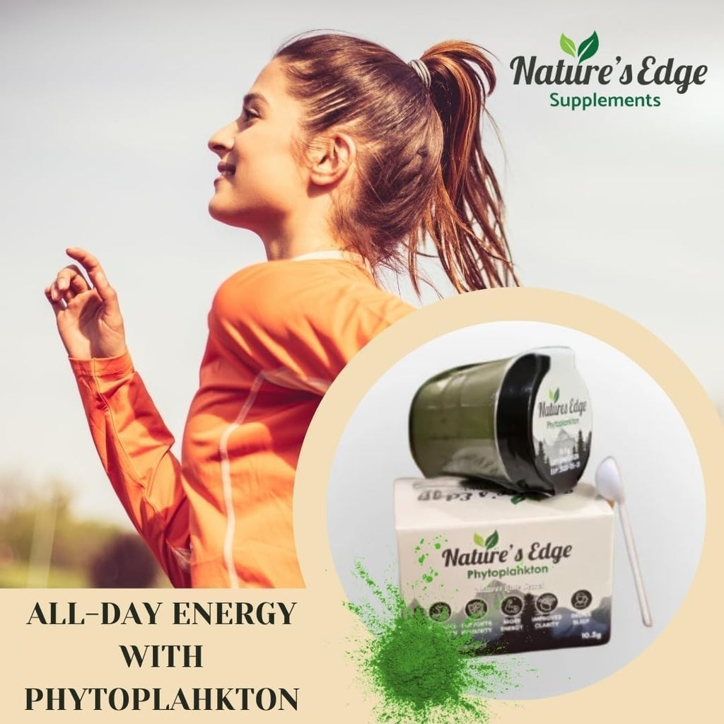 Natures Edge Pure Marine Phytoplankton Powder - Supports Energy, Immune Health, Digestion - Essential Vitamins, Minerals, Omega-3 Greens Powders - Superfood Powder's Healthy Sleep, Gut Health - 10.5g