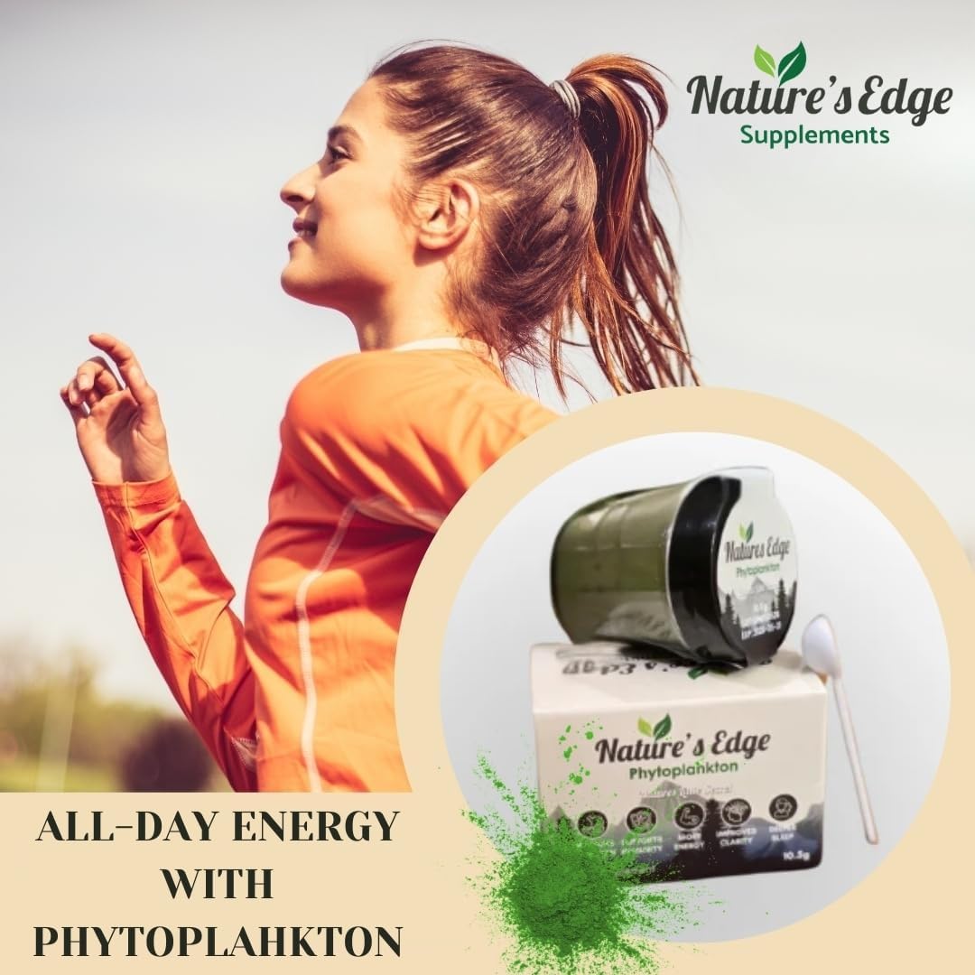 Natures Edge Pure Marine Phytoplankton Powder - Supports Energy, Immune Health, Digestion - Essential Vitamins, Minerals, Omega-3 Greens Powders - Superfood Powder's Healthy Sleep, Gut Health - 10.5g