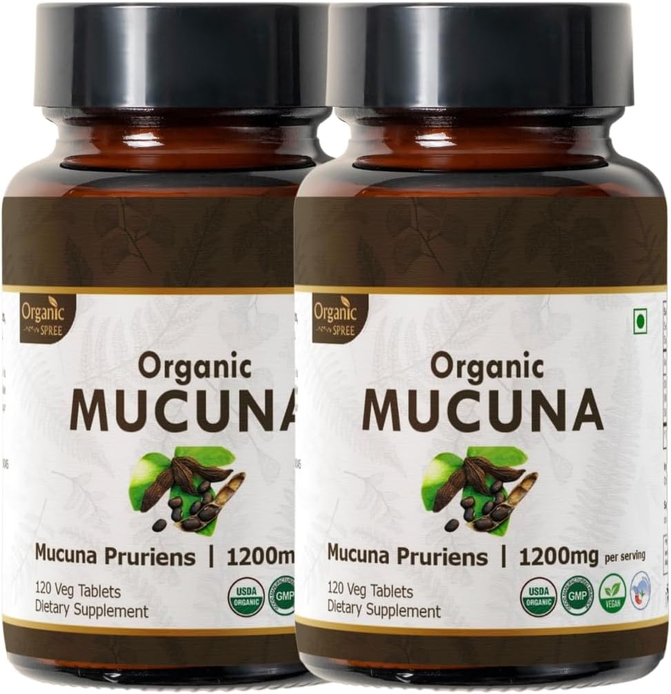 Mucuna 120 Tablets – USDA Organic Mucuna Pruriens – Supports Relaxation & Cognitive Function* - Pack of 2