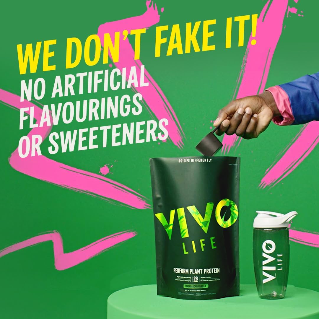 Vivo life Perform Plant Protein Powder - Pea & Hemp Protein Blend with BCAA (9.38 oz, Vanilla)