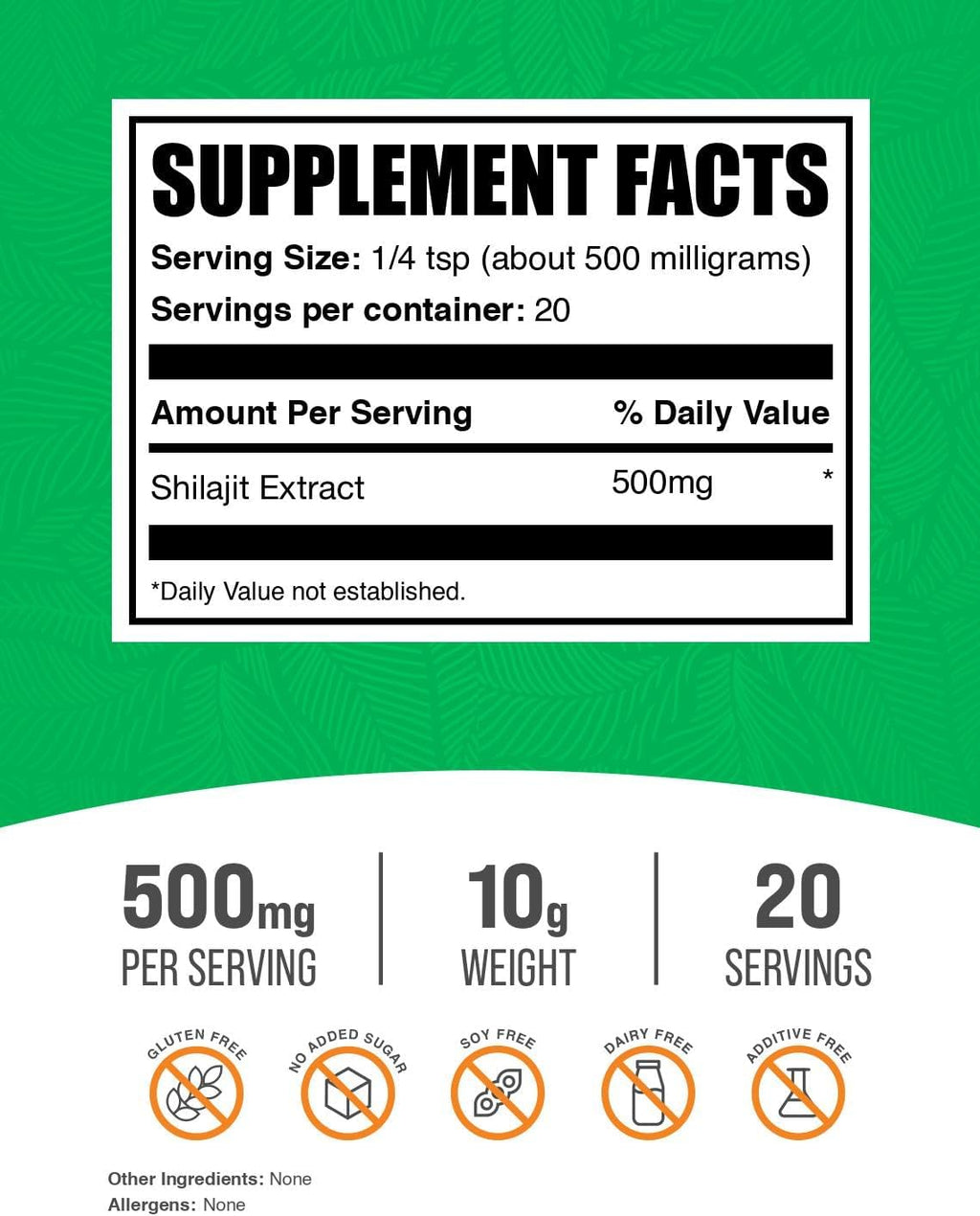 BulkSupplements.com Shilajit Extract Powder - Fulvic Acid Supplement, Shilajit Supplement - Gluten Free, 500mg per Serving of Shilajit Powder, 10g (0.35 oz) (Pack of 1)