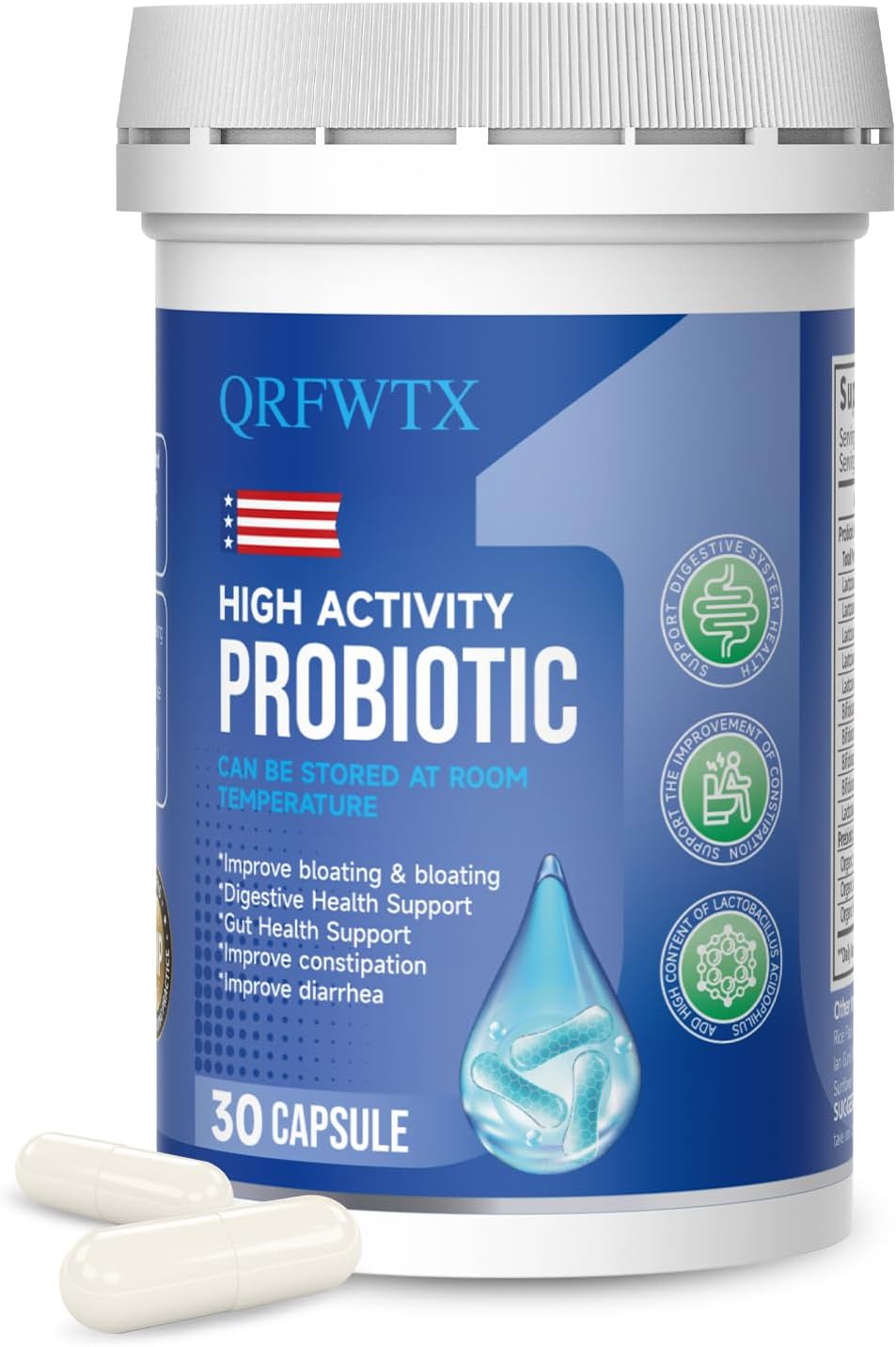 Acidophilus Probiotic - 60 Billion CFU Probiotics, Immune, Digestive & Gut Health Probiotics for Women & Men, Gluten-Free, Non-GMO, cGMP Certified - 30 Acidophilus Capsules [One Tablets Daily]
