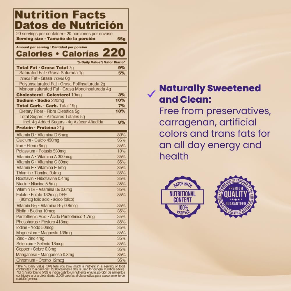 VIVRI Shake Me! Cookies & Cream Meal Replacement | 20 Servings | 21g Triple Premium Protein, 45 Nutrients & 8 Superfoods | Supports Weight Loss, Health, Energy & GLP-1 Treatments | Shaker Included