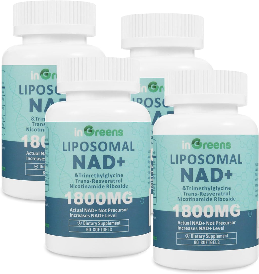 Liposomal NAD+ Supplement 1800 mg with Nicotinamide Riboside, Trans Resveratrol, Trimethylglycine，Replaces NMN, Boost NAD+, Aging Defense，Cellular Energy, 240 Softgels