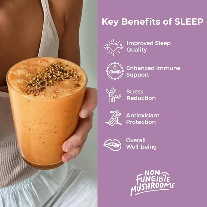 SLEEP Mushroom Powder 60g (30 Servings) | Organic Reishi & Turkey Tail | Best Organic Mushroom Powder for Sleep, Stress Relief & Immune Support | Functional Medicinal Mushroom Powder