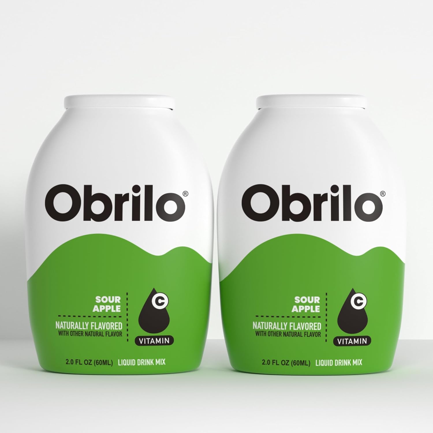 Obrilo Water Enhancer Liquid Flavoring Drops - ZERO Sugar/Calorie, Dye Free, Naturally Flavored Drink Syrup, 2.0 fl oz x 2 Bottles for Kids & Adults (Sour Apple)