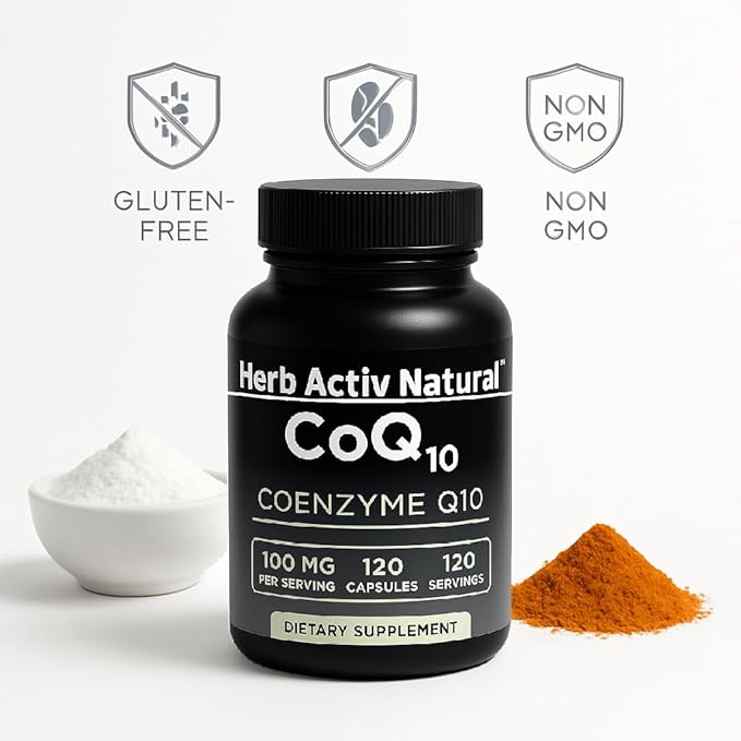 CoQ10 100 mg - Coenzyme Q10 Dietary Supplement - 120 Capsules, One Per Day - Vegetarian Capsules for Daily Heart & Energy Support