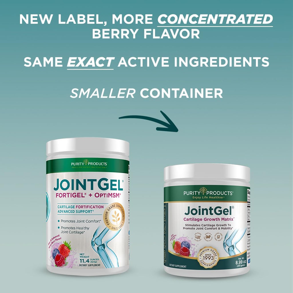 Purity Products JointGel Formula Collagen Peptides + MSM - Supports Joint Flexibility + Fortify Joint Cartilage - Berry Powder - 30 Day Supply