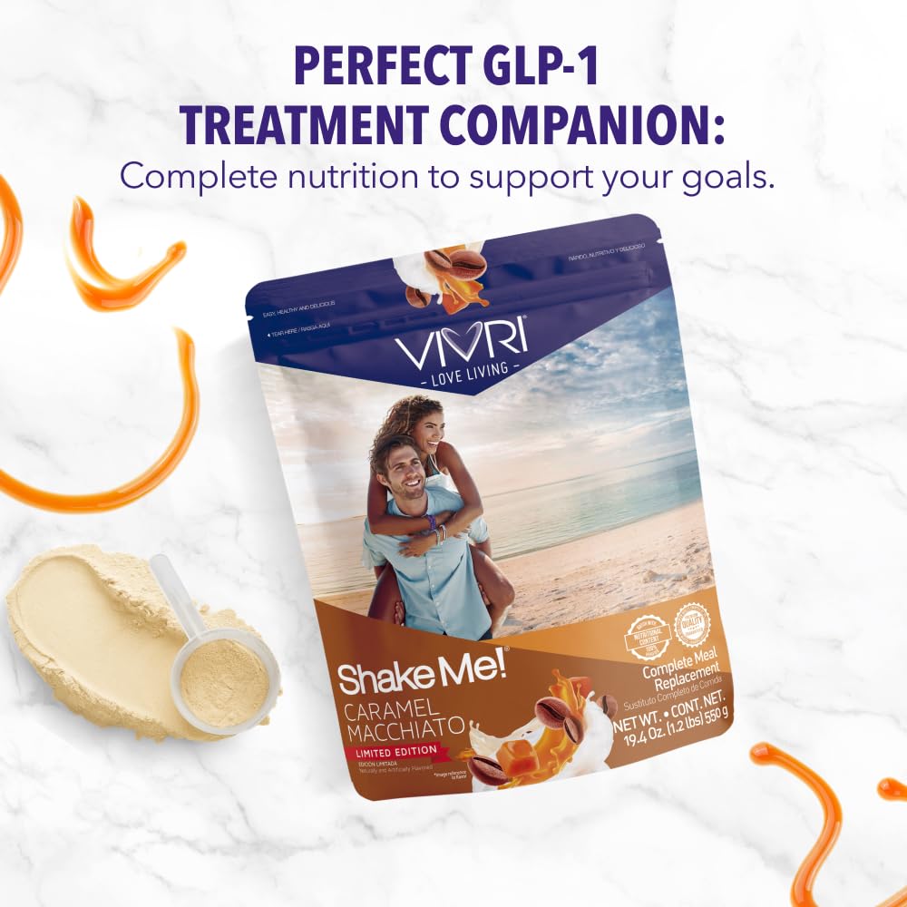 VIVRI ShakeMe! Meal Replacement | 10 Servings | 22g Triple Premium Protein, 45 Nutrients & 8 Superfoods | Supports Weight Loss, Full-Body Health, Energy & GLP-1 Treatments. (Caramel Macchiato)