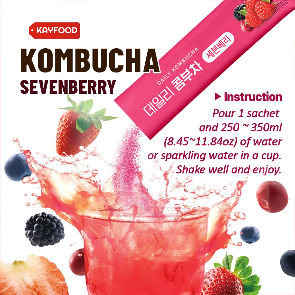 KAYFOOD-Kombucha-Sevenberry-Garden-Daily Zero Sugar, Diet, Gut Healthy Sparkling Beverage, Fermented Korean Drinks for Iced Tea Hot Tea, Workout T (10)