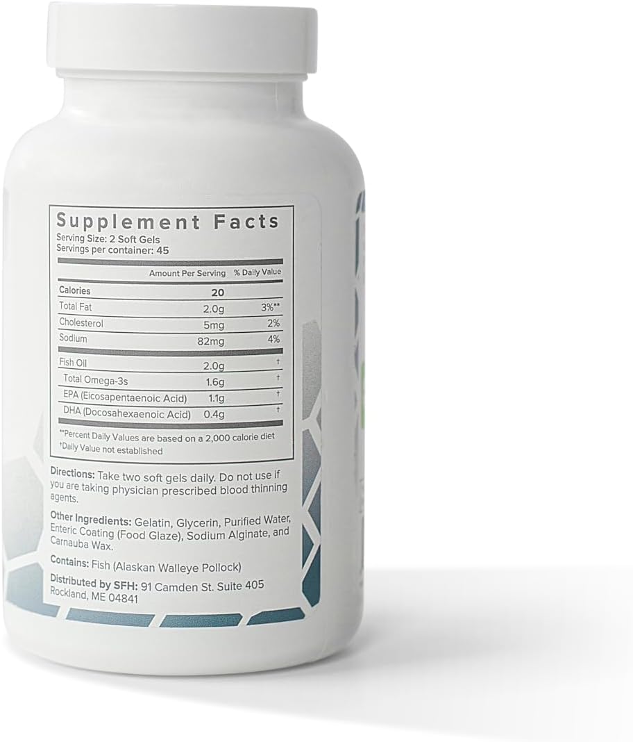 SFH Super Omega 3 Fish Oil Capsules Highly Concentrated 2000mg Omega 3 | Sustainably Sourced Alaskan Pollock Fish Oil for Heart Joint Brain Health (Capsule, 90ct)
