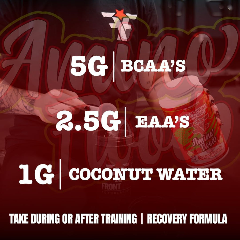 Amino Flood from Frontline Formulations - BCAA + EAA Recovery & Hydration Formula – Muscle Support, Electrolytes & Endurance – Amino Acid Supplement for Intra & Post Workout Peach Mango