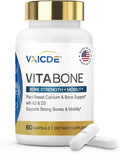 VitaBone Plant-Based Calcium with Vitamin D3 & K2 — Supports Strong Bones & Mobility — Vegan, Non-GMO, Gluten-Free Supplement — 60 Capsules