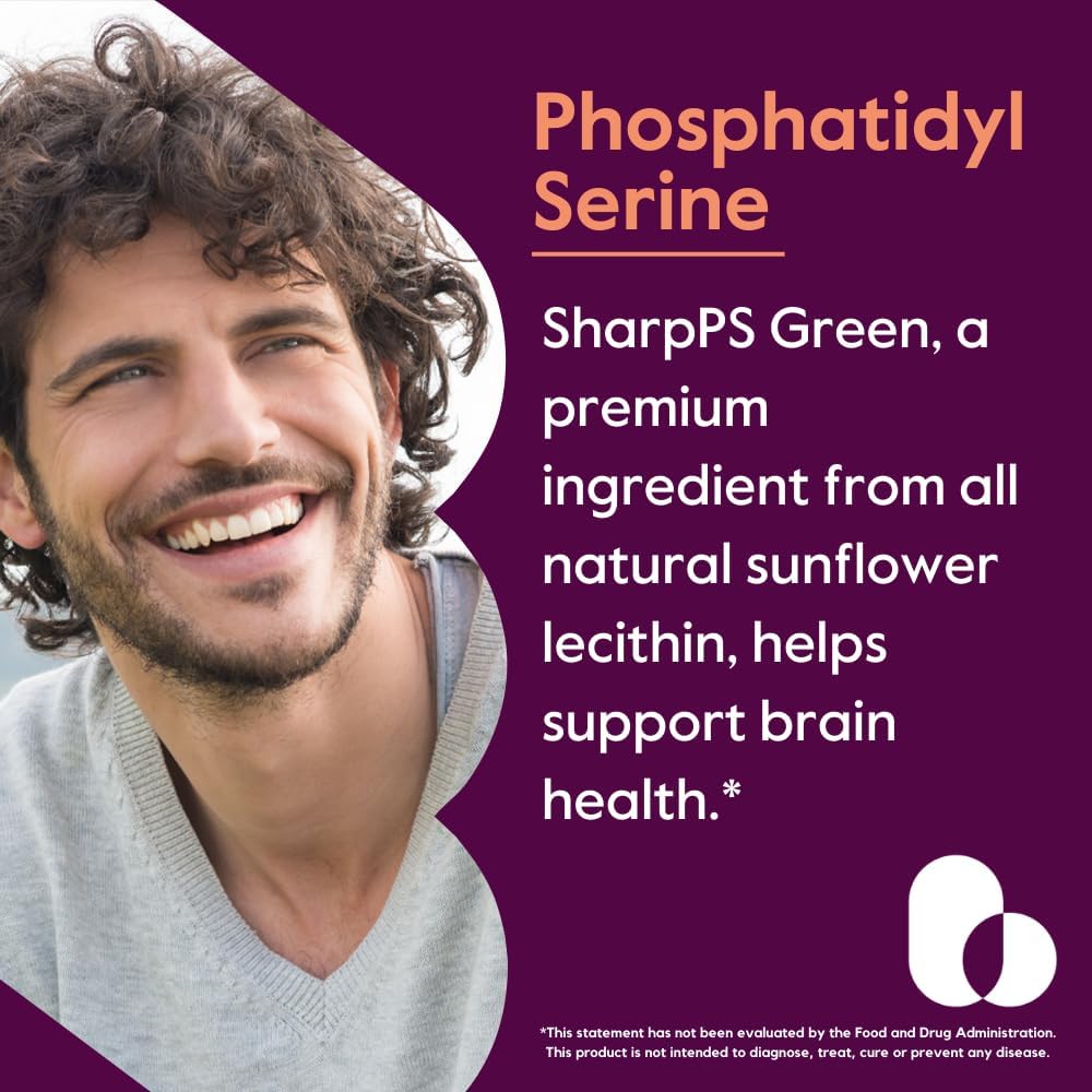 BESTVITE Phosphatidylserine 100mg per Capsule (120 Vegetarian Capsules) with Sharp-PS® Green - Patented and Clinically Tested - Stearate Free - Soy Free - Gluten Free - Vegan - Non GMO
