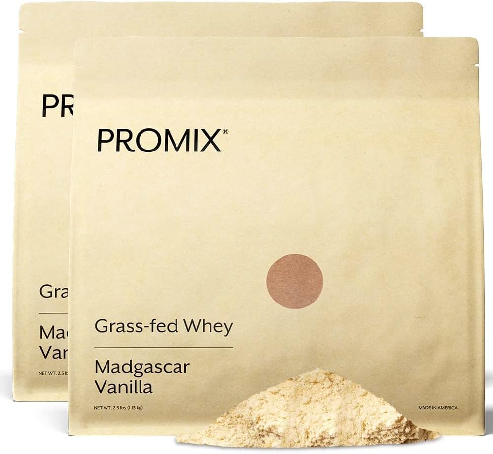 ProMix Nutrition Whey Protein Powder, Vanilla - Grass-Fed & 100% All Natural - ­Post Workout Fitness & Nutrition Shakes, Smoothies, Baking & Cooking Recipes - 2.5 Pound (Pack of 2)