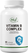 HUJ Vitamin B Complex - B Vitamins Supplement to Support Energy Metabolism, Cardiovascular Health - 60 Capsules