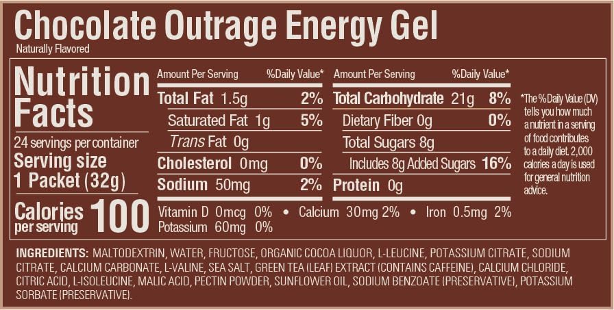 GU Energy Original Sports Nutrition Energy Gel, Chocolate Outrage, 24 Count Box