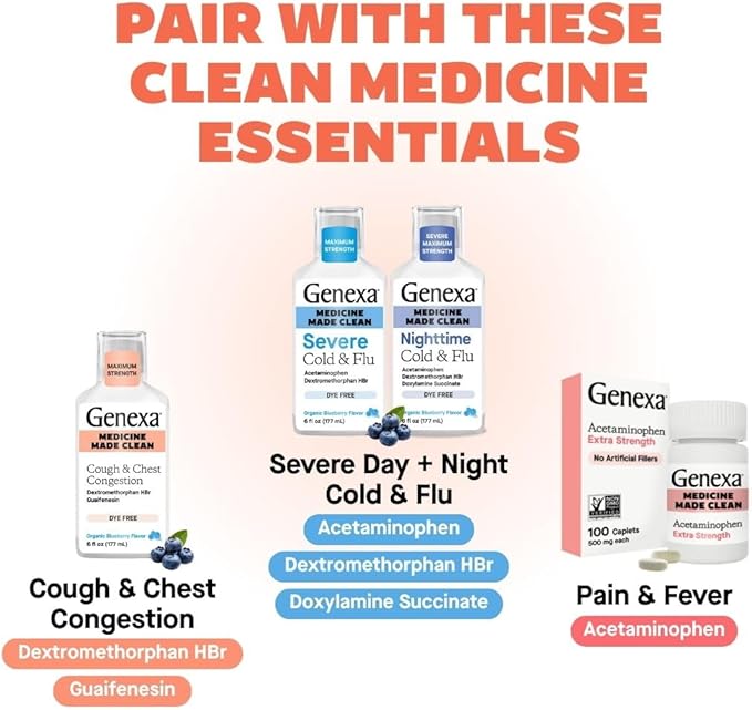 Genexa Flu Fix | Multi-Symptom Flu Remedy for Kids & Adults | Delicious Organic Acai Berry Flavor | Certified Organic & Non-GMO | Homeopathic Remedy Made Clean | 180 Chewable Tablets (3 Pack)