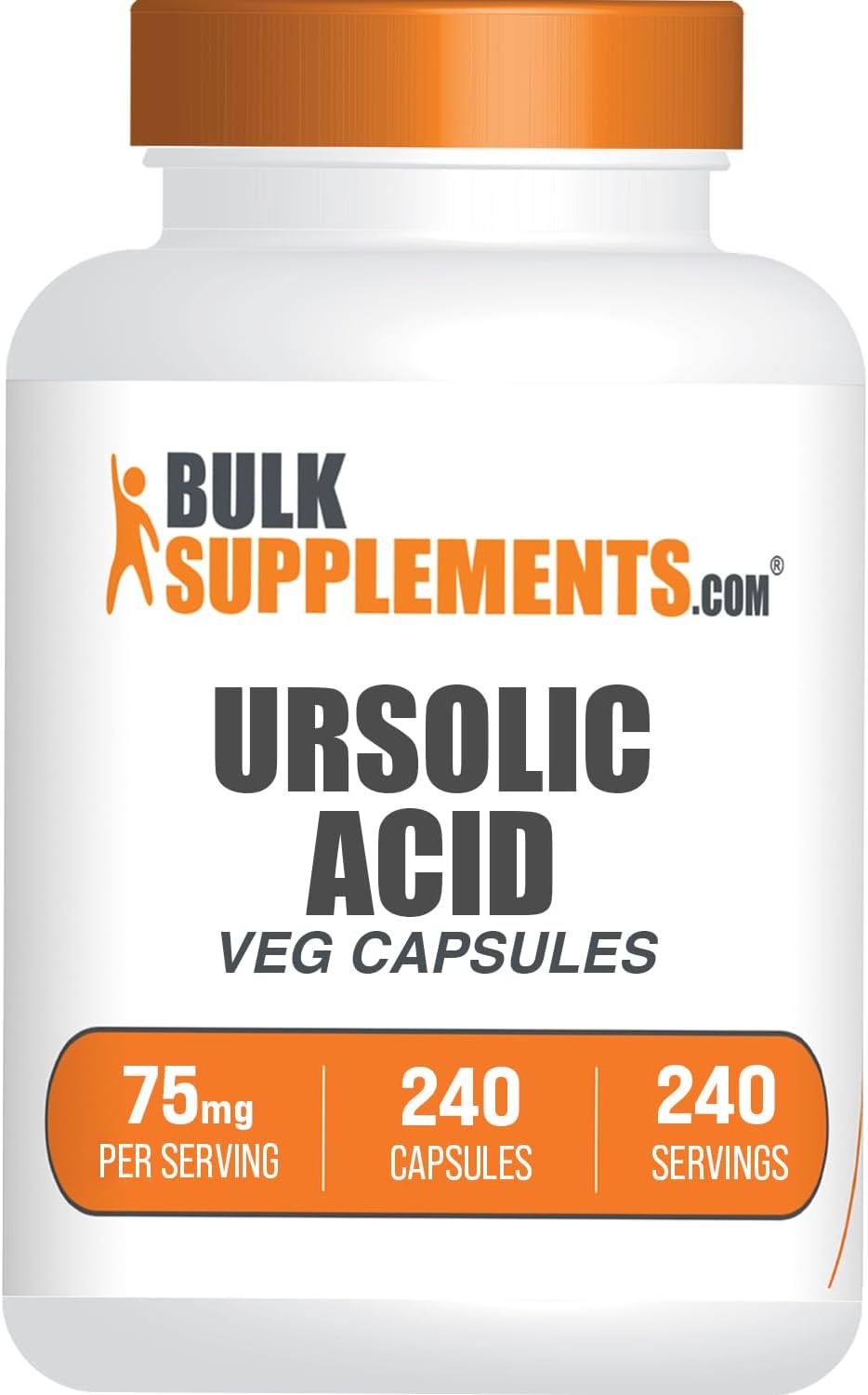 BulkSupplements.com Ursolic Acid Capsules - Ursolic Acid Supplement, Sourced from Rosemary Leaf Extract - Vegan, 1 Capsule per Serving (75mg), 240 Count (Pack of 1)