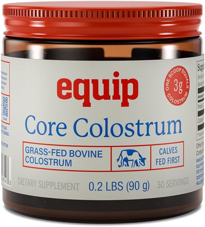 Equip Foods Core Bovine Colostrum Powder - 3,000mg Grass Fed Colostrum Supplement - Gut Health, Immunity, Recovery Lactoferrin Supplements - Keto Friendly Bovine Colostrum, 30 Servings, Unflavored
