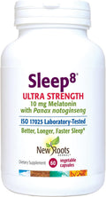 NEW ROOTS HERBAL Natural Sleep Supplement, 8-in-1 Ultra-Strenth Formula with Passion Flower, Chamomile, Hops, Panax Gingseng, Skullcap, Magnesium, 10 mg Melatonin (60 Veg Caps)