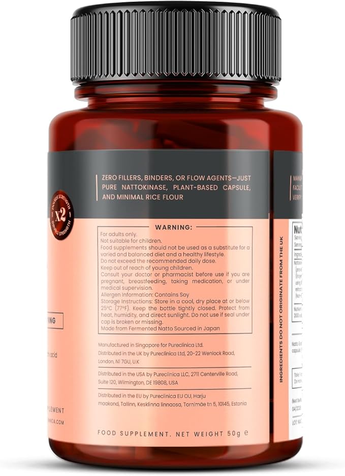 Nattokinase 4,000 FU per Capsule – 120 Vegan Capsules – High Potency – Delayed-Release – Non-GMO Soy-Derived – Clean Label – 4 Month Supply – Pure Enzyme from Bacillus subtilis Natto
