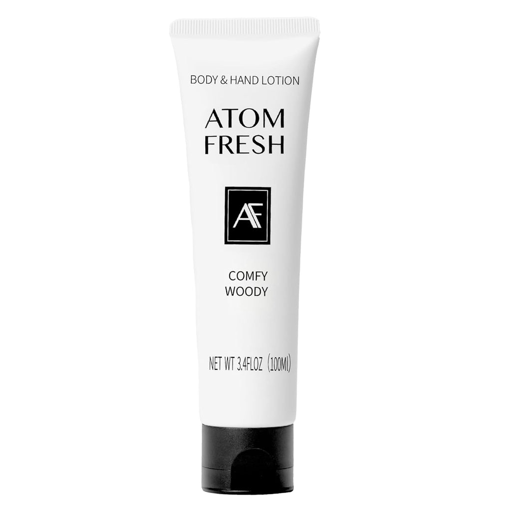 Atom Fresh Hand Cream for Women, Comfy Woody | Hydrates & Strengthens Skin Barrier | Soothes Dry, Sensitive Hands | With Ceramides & Niacinamide, Vegan (3.4 fl oz)