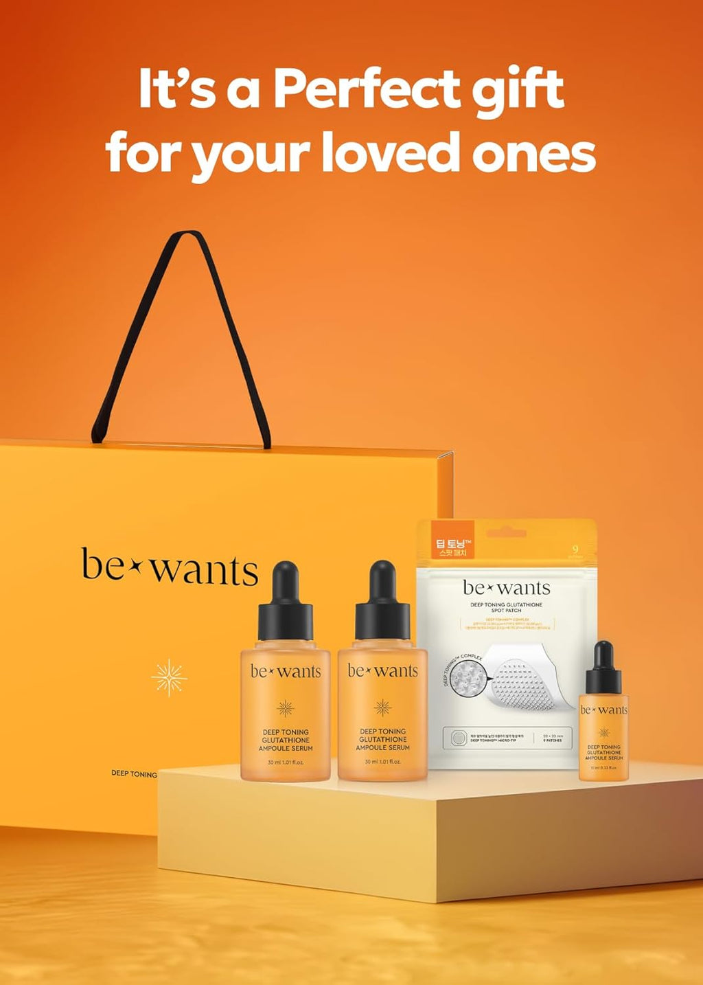 [K-Beauty] Bewants Deep Toning Glutathione Ampoule Serum | Korean Skincare with Vitamin C & Calendula Extract, 1.01 fl.oz & Bewants Deep Toning Glutathione Spot Patch