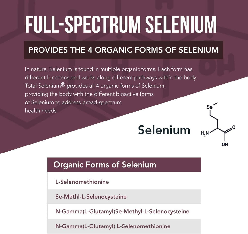 Total Selenium - 200 mcg, Plant-Based Selenium - Full Spectrum, Contains 4 Essential Organic Forms of Selenium Including Selenomethionine - Derived from Garlic - 60 Capsules