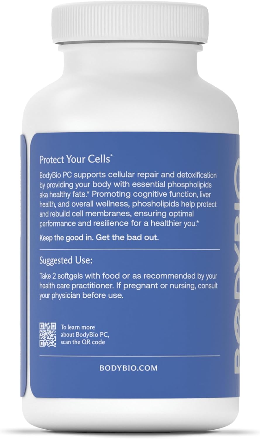 BodyBio PC - Phosphatidylcholine for Brain Health, Mental Clarity, Cognitive Function, Cellular Repair & Healthy Aging, Phospholipid Complex Supplement for Gentle Daily Detox