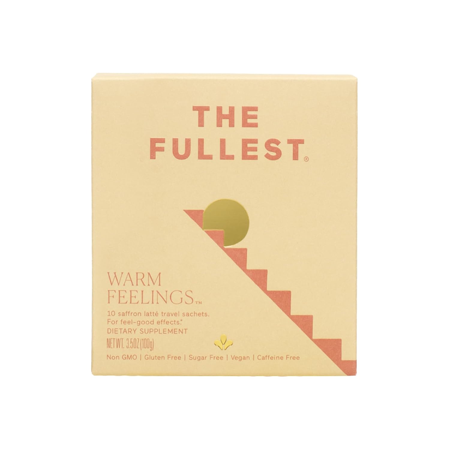 THE FULLEST - Warm Feelings 10-Single Serving Saffron Latte Sachets - Saffron, Cardamom, and Coconut Milk Based Wellness Powder for Mood and Sleep Support, Sugar-Free, Vegan, and Gluten-Free, 10 Count