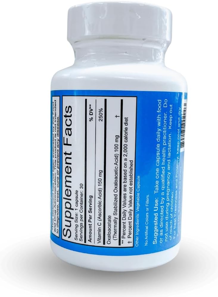 Benagene Oxaloacetate Supplement - Supports Cellular Energy - Thermally Stabilized with Vitamin C - Non-GMO & Vegan - 30 Servings, Once Daily