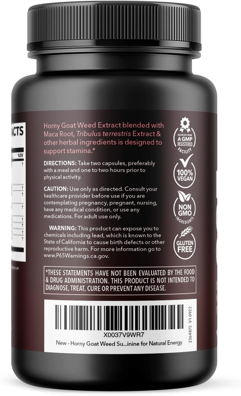 Horny Goat Weed Capsules for Men & Women - Extra Strength Performance & Energy Support with Tongkat Ali, Muira Puama, and Saw Palmetto - 2 Month Supply Herbal Supplement for Increased Endurance