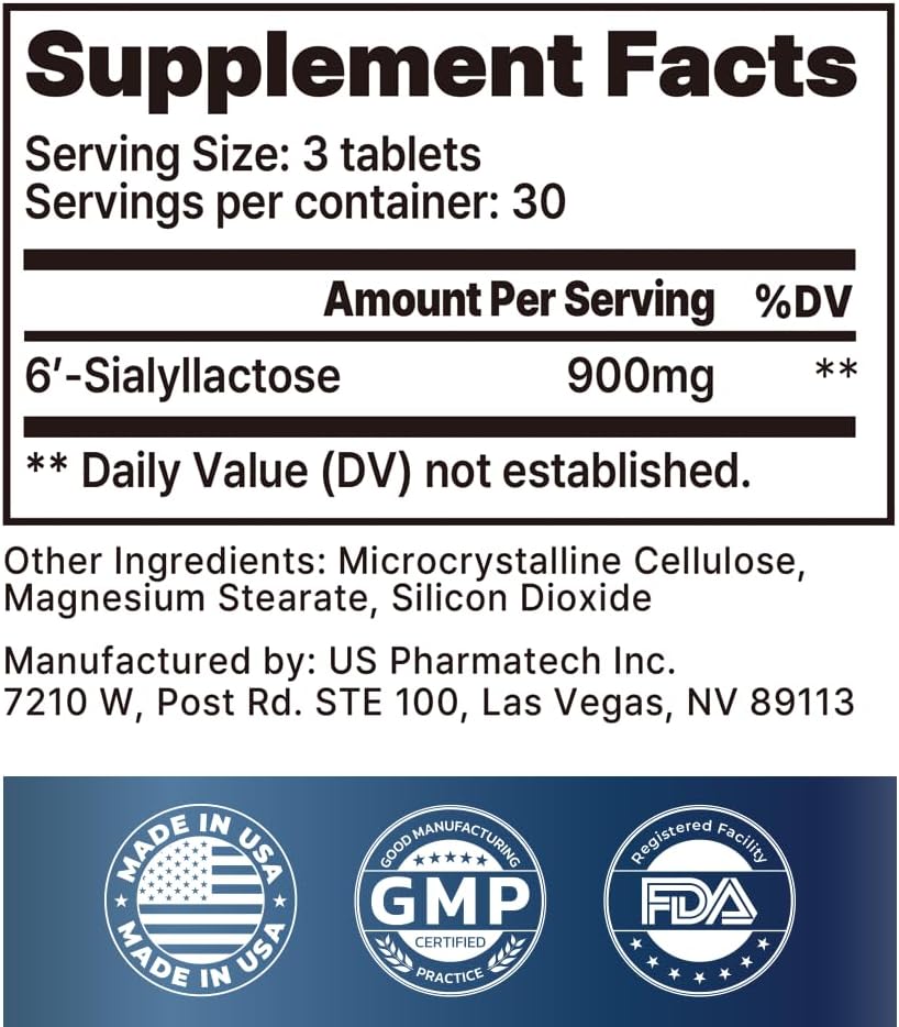 Muscle Health - Made in USA - Enhance Muscle Mass & Strength, Fast Workout Recovery, Reduce Fatigue & Boost Exercise Performance, 6-Sialyllactose (6-SL), 900mg, 90 Tablets