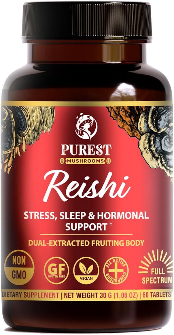 Reishi Mushroom Extract Tablets - 30g Monthly Supply - Dual-Extraction Fruiting Body - 35%+ Beta-glucans + Active Compounds - Pure Hardwood Log Grown - No Fillers or Additives