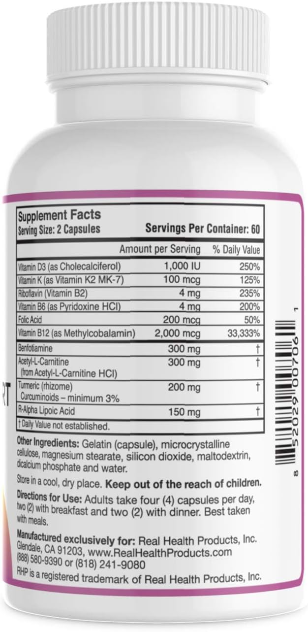 Advanced Nerve Support Formula. Peripheral Neuropathy Supplement with Alpha Lipoic Acid for Healthy Nerve Repair & Function. Maximum Strength Formula, 120 Capsules