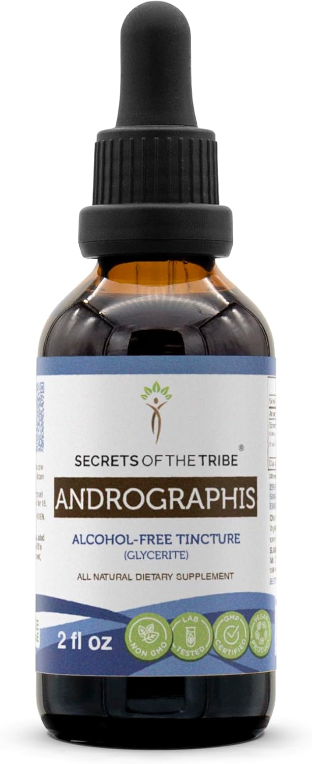 Secrets of the Tribe Andrographis Alcohol-Free Liquid Extract, Andrographis (Fah talai jone, Chuan Xin Lian, Andrographis paniculata) Tincture Supplement (2 FL OZ)