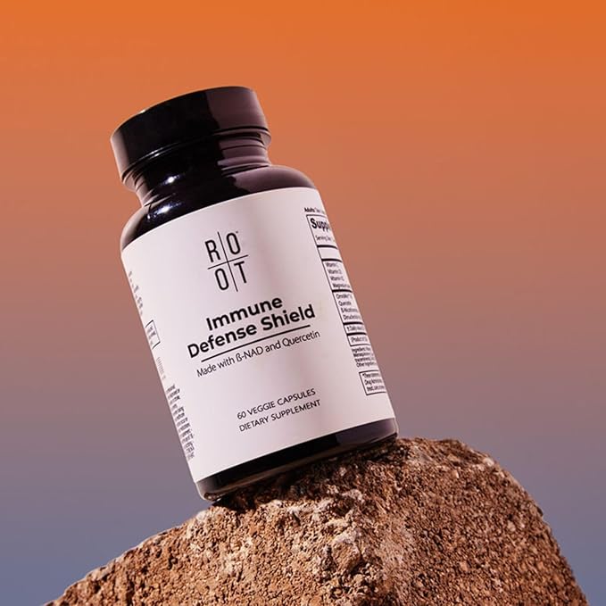 Root Wellness Immune Support Supplement with Vitamin D C K2, Quercetin and Trace Minerals from Great Salt Lake, Digestive Enzymes NAD Supplement for Adults, 60 Capsules