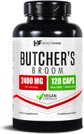 Healthfare Butchers Broom Supplement | Capsules Extract 2400mg | 120 Vegetarian Pills | Premium Herbal Root Supplement | Circulation & Vein Support | Non-GMO, Gluten-Free | Made in USA