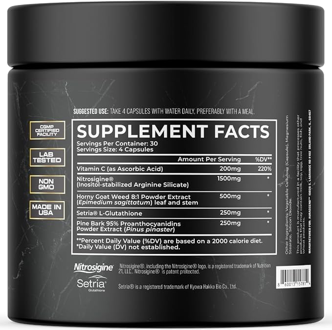 Aurascend Magnum Mode: Nitric Oxide Supplements for Men w/L Arginine, Natural Blood Flow Boost, Stamina Support, Energy Maximizer, Metabolic Pre Workout | 120 Count