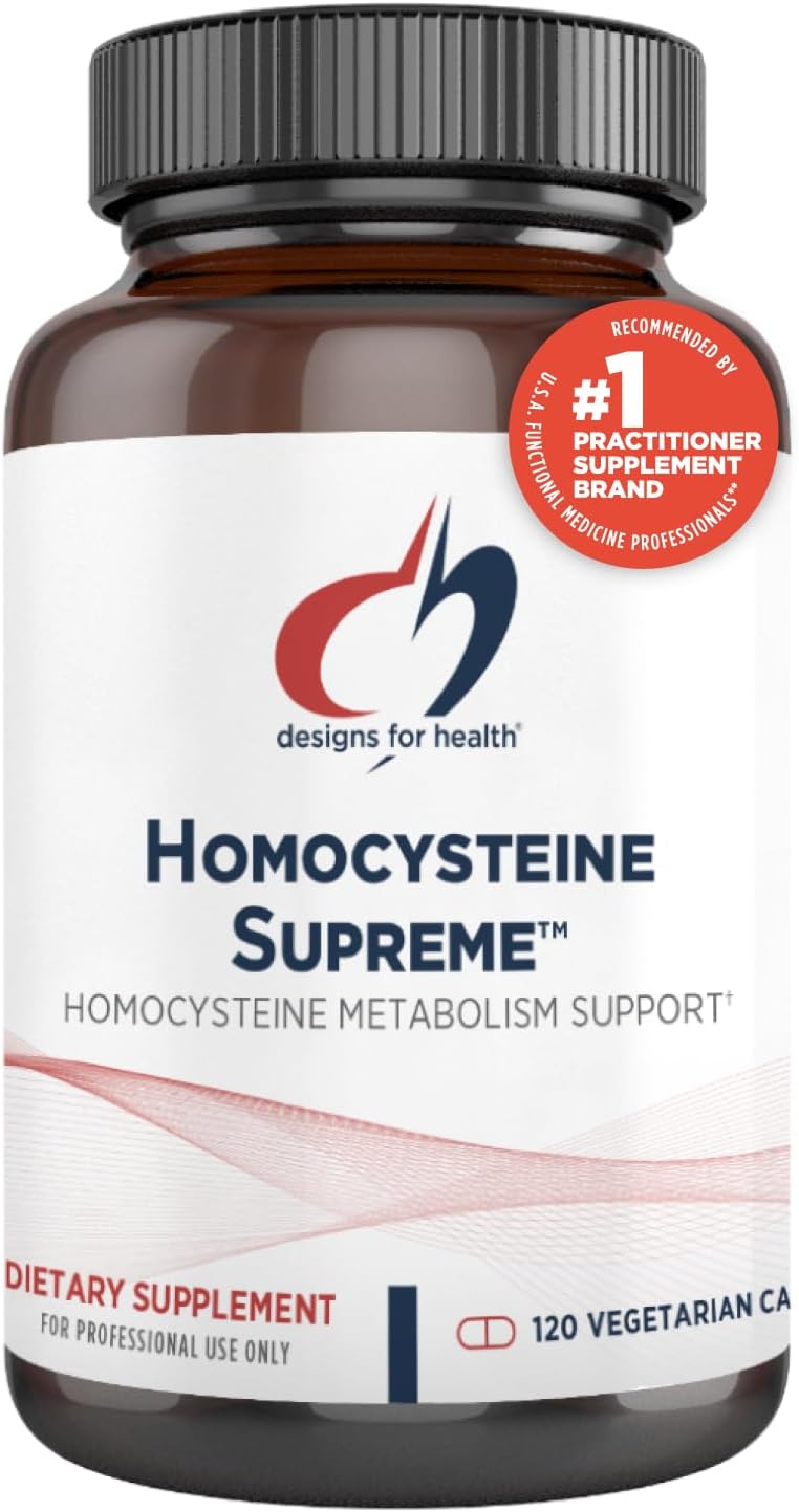 Designs for Health Homocysteine Supreme - Methylated B Vitamins with Riboflavin, B6, B12, Folate, L-Serine & TMG for Brain Support & Heart Health - Methylated Multivitamin (120 Capsules)