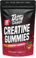 TASTY GAINS Creatine Gummies - 90g of Creatine Monohydrate - Workout Supplements - Build Muscle & Boost Strength for Men & Women - Made in USA - Non GMO - (Large, Strawberry Creamsicle Flavor)