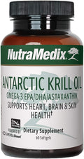 NutraMedix Antarctic Krill Oil 500mg - Fish Oil Supplement - Omega-3s (EPA & DHA) + Astaxanthin - Red Krill Supplement for Joint, Immune, Heart, Liver & Brain Health Support (60 Softgels)