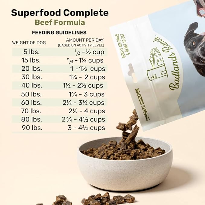 BADLANDS RANCH by Katherine Heigl – Superfood Complete Air-Dried Beef Dog Food – High Protein with Superfoods for Daily Wellness & Consistent Nutrition – 64 oz (Pack of 2)