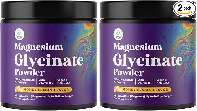 High Absorption Magnesium Glycinate Powder - Vegan Magnesium Powder for Sleep Relaxation & Regularity - Drink Mix Non-GMO Gluten Free & No Artificial Flavors (Honey Lemon) 80 Servings