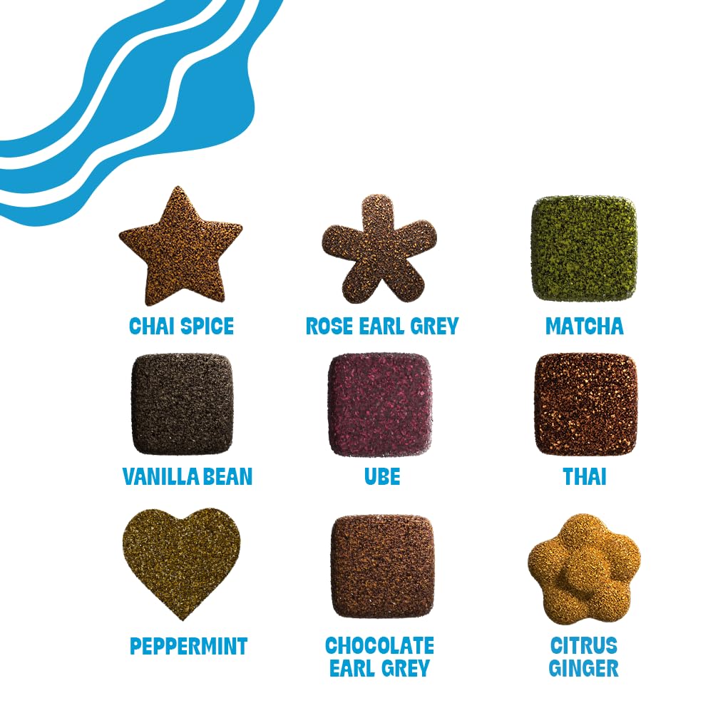 Tea Drops Holiday Gift Set | Organic Dissolvable Loose Leaf Tea | Microplastic-Free | Chai Spice Chocolate Earl Grey Citrus Ginger Rose Matcha Peppermint Ube Vanilla Bean Thai | 9 Sampler Assortment - 1 Per Flavor