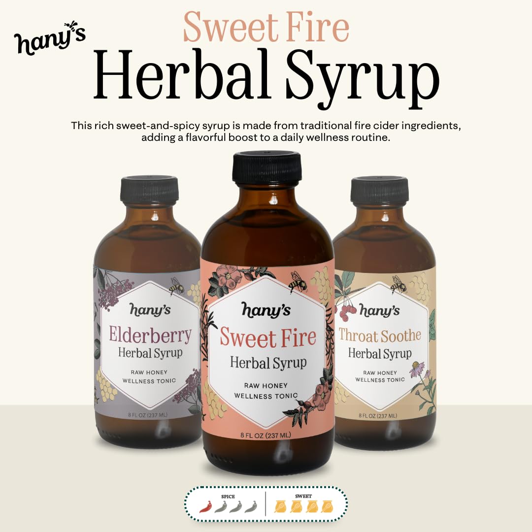 Hany's Harvest Sweet Fire Herbal Syrup – 8 fl oz | All-Natural Wellness Tonic, Apple Cider Vinegar, Raw Honey | Non-GMO, Gluten-Free, Handcrafted