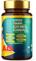 AJS Sea Moss Capsules 3200mg, Himalayan Shilajit 1000mg with Black Seed Oil, Ashwagandha, Turmeric, Bladderwrack, Burdock, Vitamins, Berberine, Lion’s Mane Mushroom, Elderberry- 90 Caps