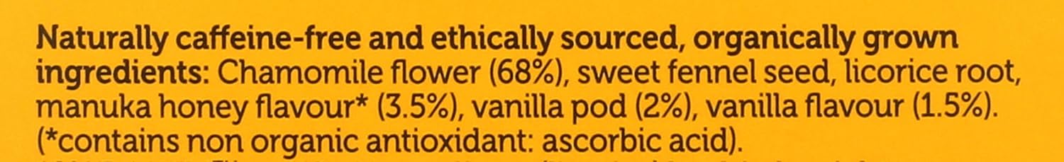 Pukka Calming Chamomile, Vanilla & Manuka Honey Organic Herbal Tea, Soothing Organic Tea Infusion Selection, Honey & Fennel Blend, Caffeine Free, 20 Total Tea Bags (Pack of 2)