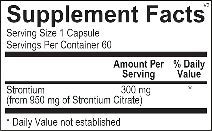 Super Strontium Boost Dietary Supplement | Bone Support Formula with Strontium Citrate for Structural Integrity, Skeletal Strength, and Balanced Bone Turnover (60 Capsules)